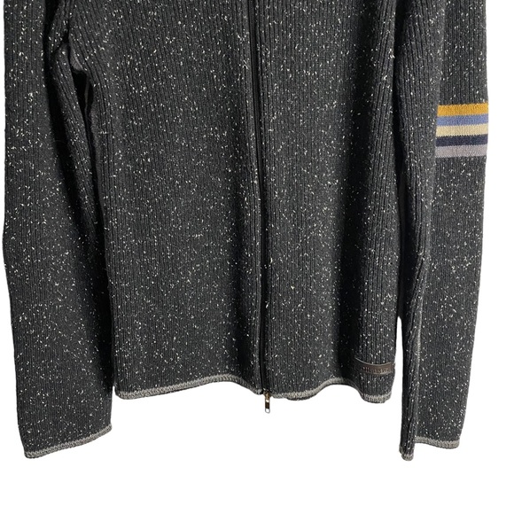 Private Member Men’s Marled Black Knit Sweater Full Zip Jacket - Picture 3 of 7